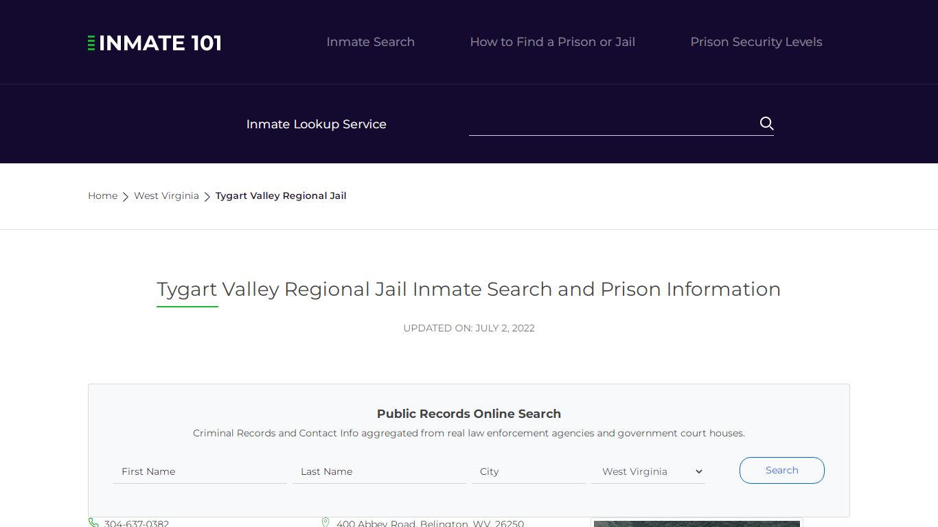 Tygart Valley Regional Jail Inmate Search, Visitation ...